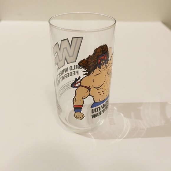 1990 Ultimate Warrior 💪🏻 WWF Wrestling Titan Sports Vintage Drinking Glass WWE - Picture 2 of 5